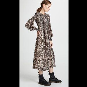 GANNI leopard print midi dress
